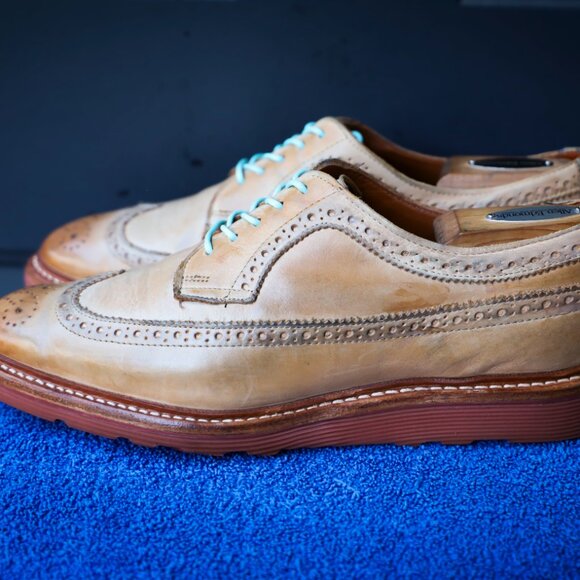 SALE -Allen Edmonds 8.5-D Shannon Drive Burnished Walnut Wingtip Mens Dress Shoe - Picture 6 of 11